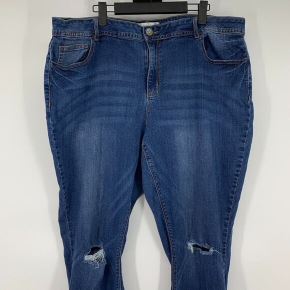 Cato Jeans Flare Blue Distresed Denim Released Raw Hem - Picture 2 of 10